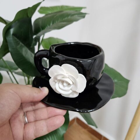 White Flower Mug