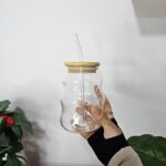 Transparent Glass Mug with Straw