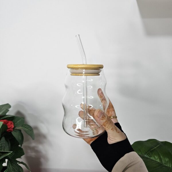 Transparent Glass Mug with Straw