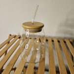 Transparent Glass Mug with Straw