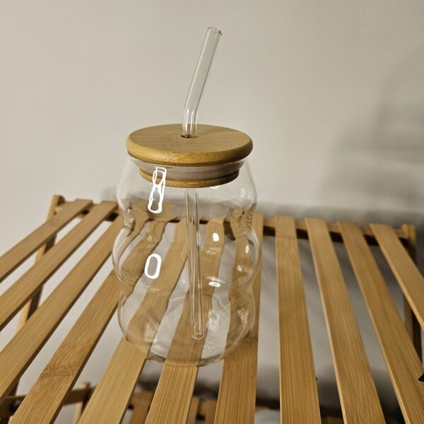 Transparent Glass Mug with Straw
