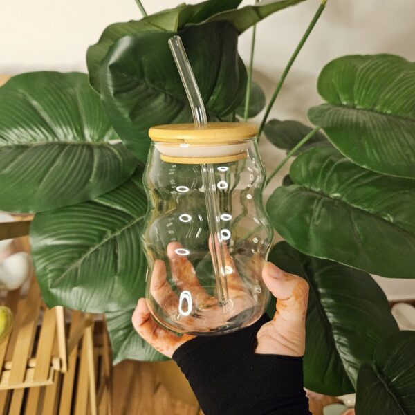 Transparent Glass Mug with Straw