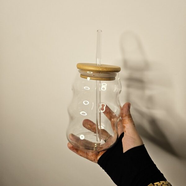 Transparent Glass Mug with Straw