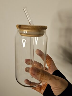 Glass Bottle with Straw