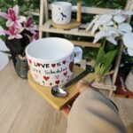 Cute Ceramic Mug with Small Spoon