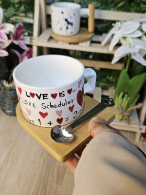 Cute Ceramic Mug with Small Spoon
