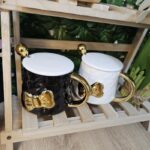Elegant Ceramic Mug with Gold Handle