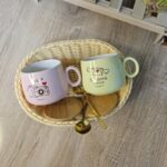 Modern Ceramic Mug with Gold Spoon