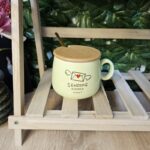 Modern Ceramic Mug with Gold Spoon