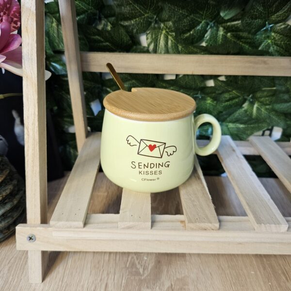 Modern Ceramic Mug with Gold Spoon