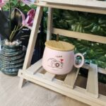 Modern Ceramic Mug with Gold Spoon