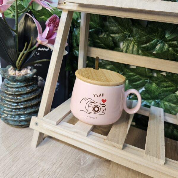 Modern Ceramic Mug with Gold Spoon