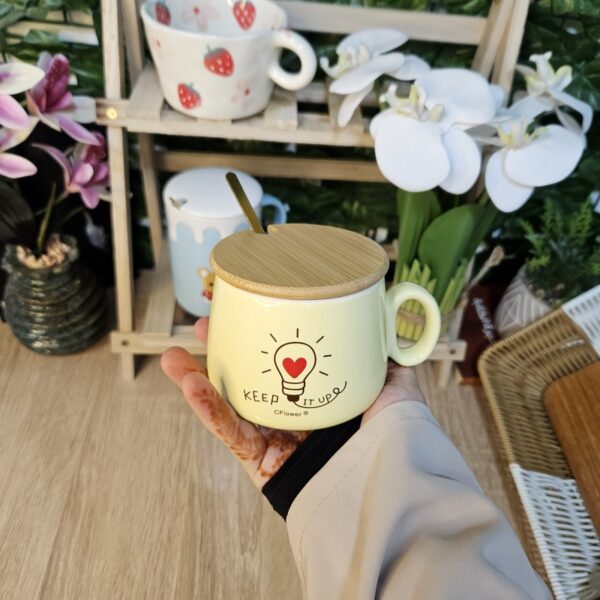 Modern Ceramic Mug with Gold Spoon