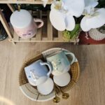 Cute Ceramic Mug with Gold Spoon