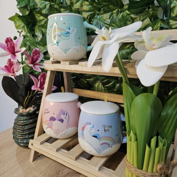 Cute Ceramic Mug with Gold Spoon