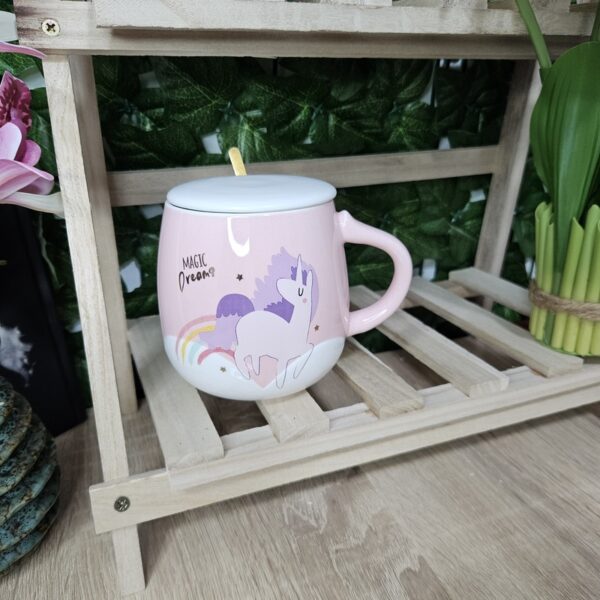 Cute Ceramic Mug with Gold Spoon
