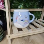 Cute Ceramic Mug with Gold Spoon