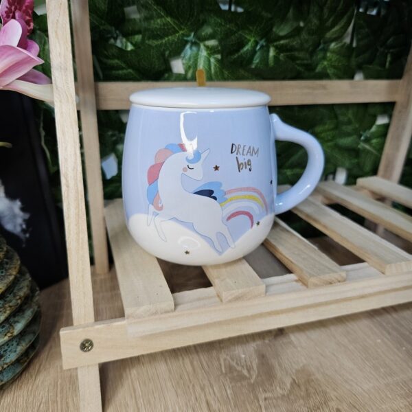Cute Ceramic Mug with Gold Spoon