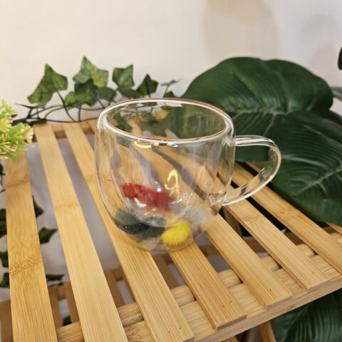 Glass Mug With Feathers Inside