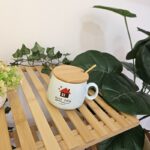 Modern Ceramic Mug with Gold Spoon