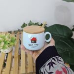 Modern Ceramic Mug with Gold Spoon