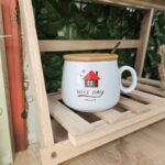Modern Ceramic Mug with Gold Spoon