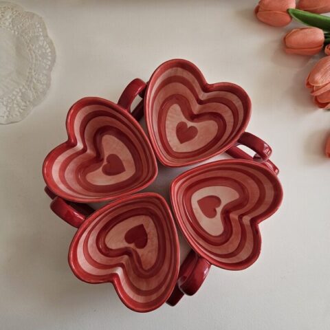 Red Heart Shape Ceramic mug