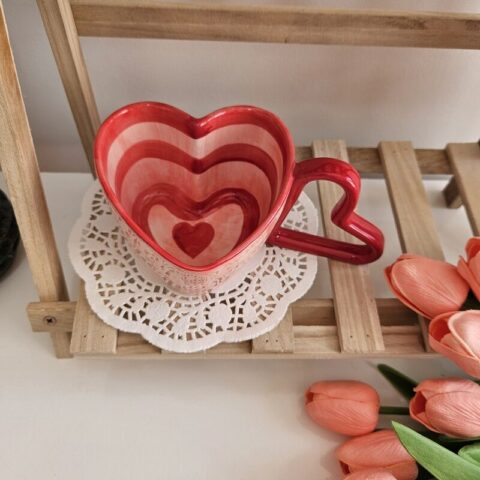 Red Heart Shape Ceramic mug