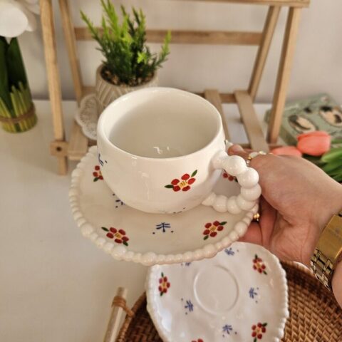 Pearl Handle Ceramic Mug