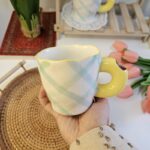 Grid Pattern Ceramic Mug-Yellow