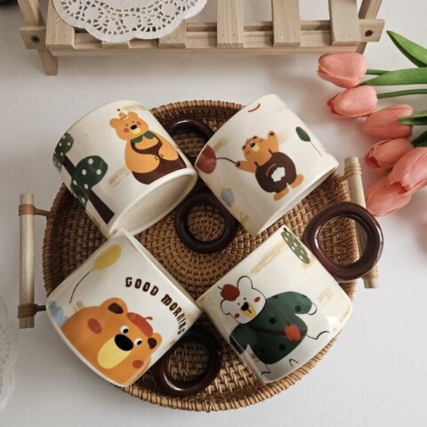 Vintage Cute Bear Ceramic Mug