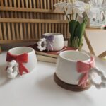 Cute Bow Handle Ceramic Mug