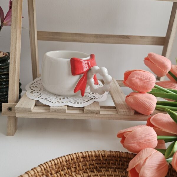 Cute Bow Handle Ceramic Mug