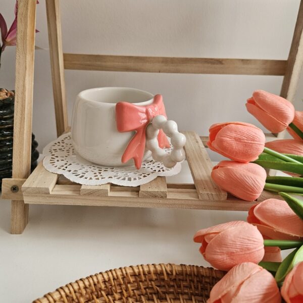 Cute Bow Handle Ceramic Mug