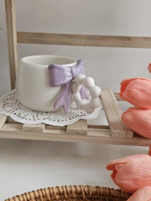 Cute Bow Handle Ceramic Mug