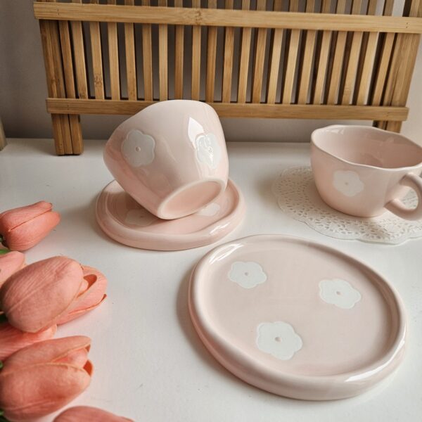 Pink Flower Handmade Mug