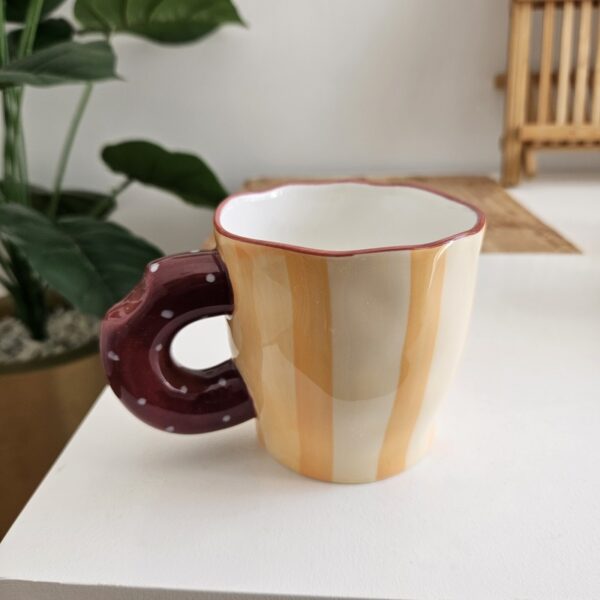 Grid Pattern Ceramic Mug