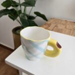 Grid Pattern Ceramic Mug