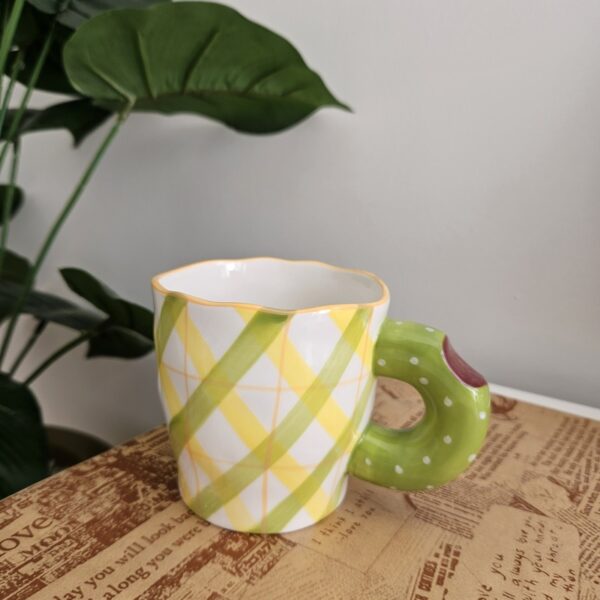 Grid Pattern Ceramic Mug