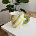 Grid Pattern Ceramic Mug