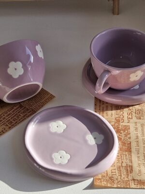 Purple Flower Handmade Mug