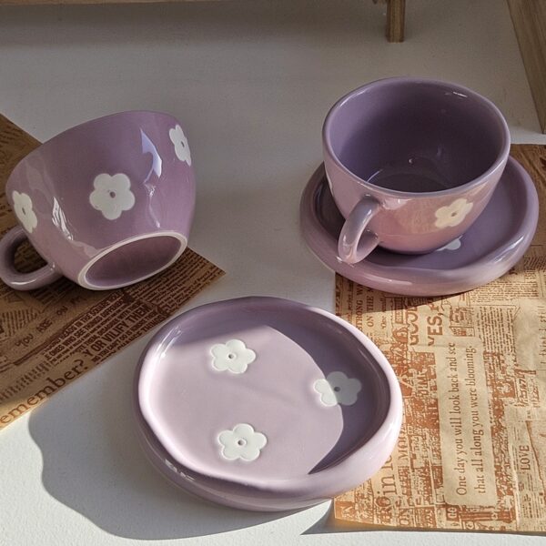 Purple Flower Handmade Mug