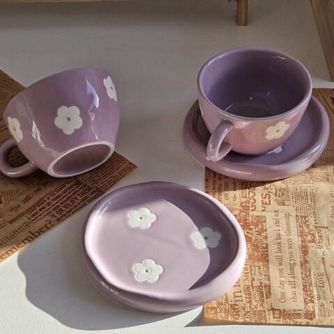 Purple Flower Handmade Mug