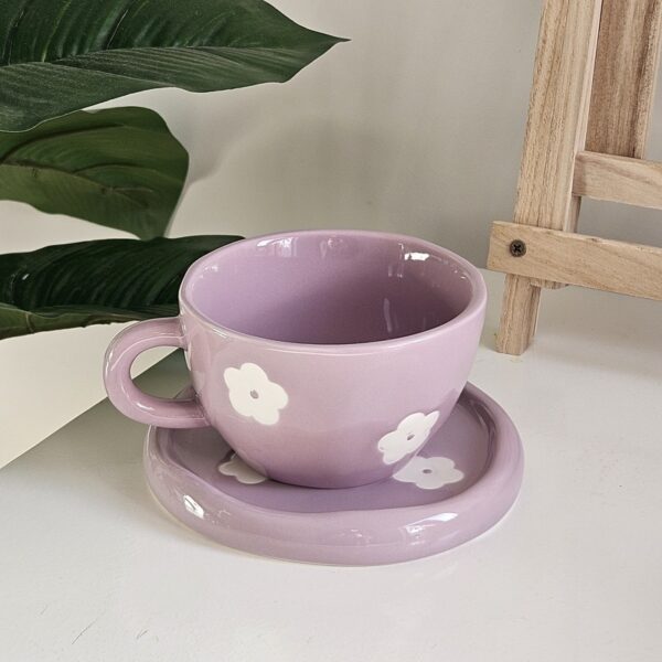 Purple Flower Handmade Mug