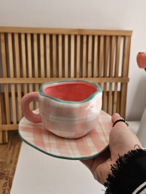 Pink Squares Ceramic Mug